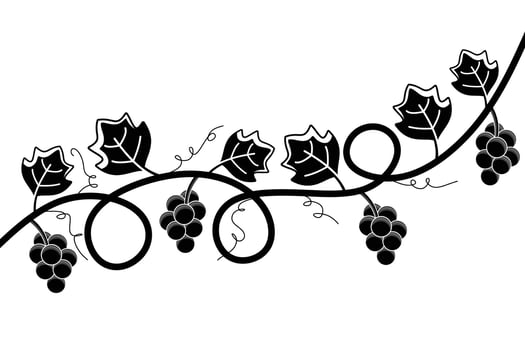 Black and white grape branch tree background design vector