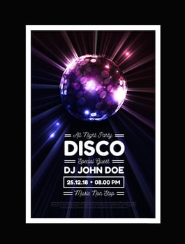 disco ball party on black vector