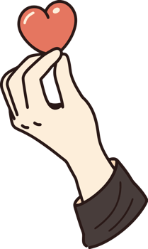 Hand holds the heart png