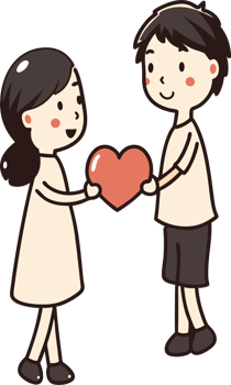 Girl gives boy heart png