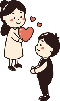 Girl on a date gives a boy a heart png