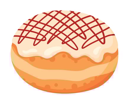Sufganiyah - Traditional Hanukkah Holiday Fried Pastry. Glazed Jelly Doughnut vector