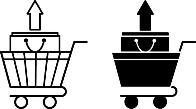 Sell Icons. Black and White Illustrations. Shopping Bag. Selling Goods, Stocks, or Securities. Stock Market Concept vector