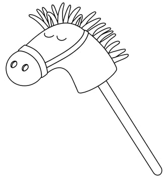 Hobby horsing. Cute illustration with toy horse. Coloring book vector