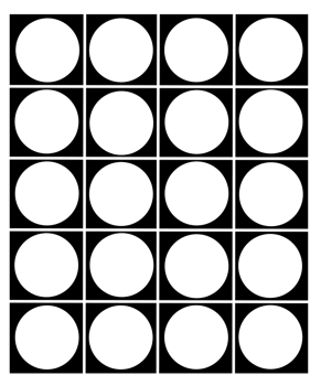 A black and white image of a grid of circles png