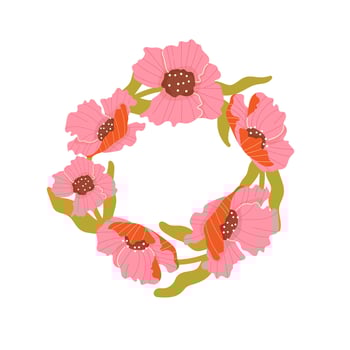 Wreath of red poppies on a white background vector