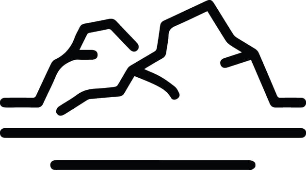 A mountain range is shown in black and white vector