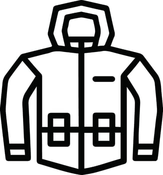 A black and white illustration of a jacket outline vector
