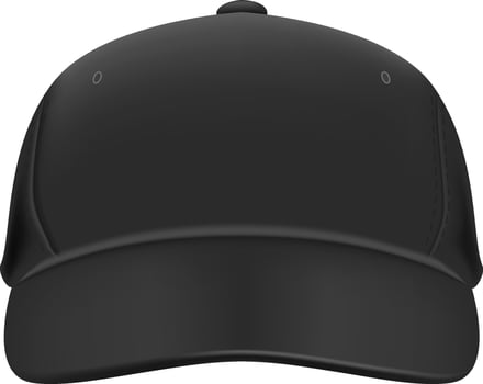 Classic black baseball cap isolated on a white background, offering a clean and versatile design for casual wear or promotional purposes, embodying simplicity and style vector