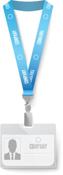 Lanyard holding id card, conveying professionalism and corporate affiliation, perfect for representing access, security, and company branding vector
