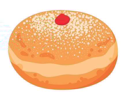 Sufganiyah - Jewish Traditional Hanukkah Holiday Fried Pastry. Sugar Powdered Jelly Doughnut vector