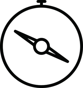 A black and white icon clipart of a compass illustration vector