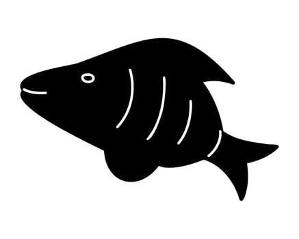 A cute fish in black and white colors. Doodle clip art for your projects. vector