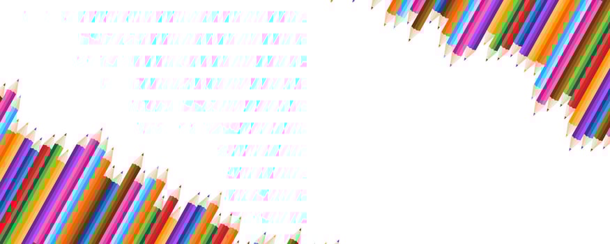 multicolor color pencil in corners in transparent background banner template vector