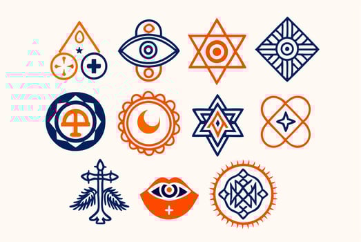 A set of different symbols that are used in different ways vector
