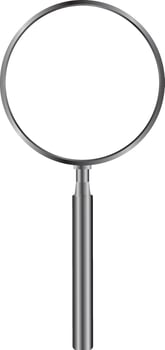magnify glass in aluminum color in transparent background vector