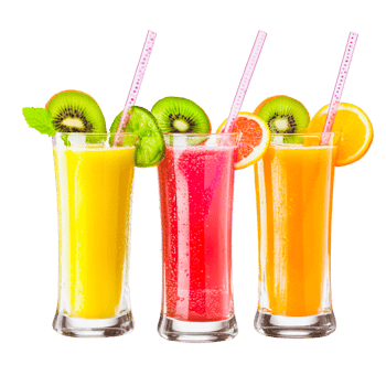 Fruit Juice Glasses with Garnishes png