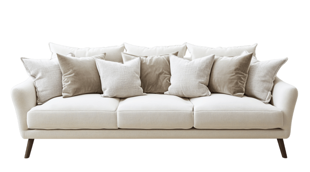Sofa with Decorative Pillows Piled Up for Style png