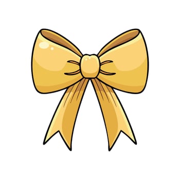 Festive bow on white background. Bow for gift box. Yellow ribbon. Decoration for gifts. Sticker for social networks. New Year and Christmas, birthday. flat illustration vector