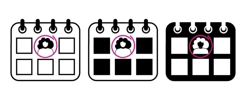 A calendar with one date marked for an important event, visually emphasizing the schedule planning process in a simple, clear design vector