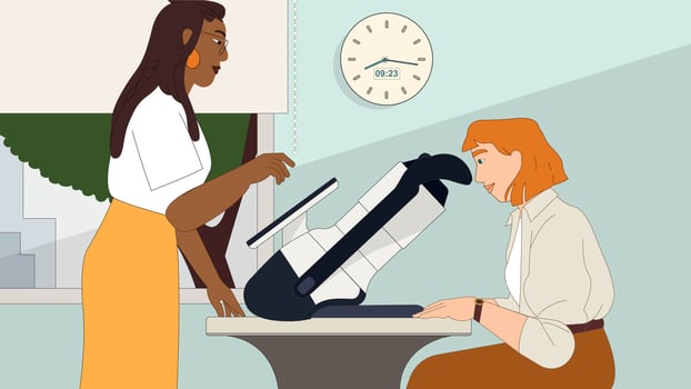 Professional Eye Examination Scene with Modern Equipment in Flat Art vector