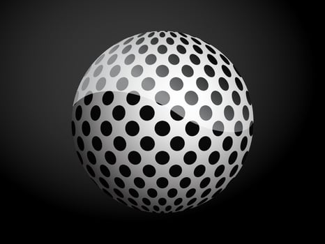 Abstract pattern cover black and white 3D ball. illustration on dark background. vector