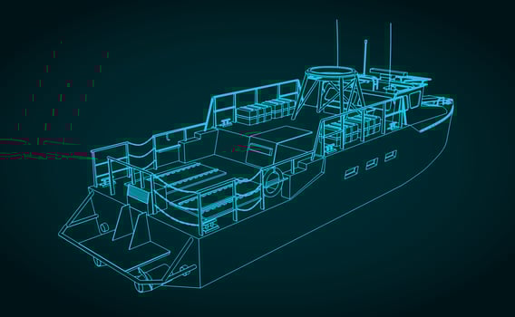 Military patrol boat sketch vector