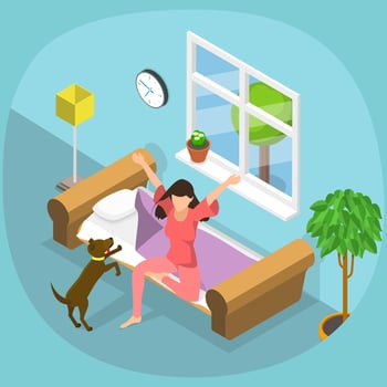 3D Isometric Flat Conceptual Illustration of Waking Up vector