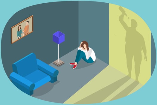 3D Isometric Flat Conceptual Illustration of Domestic Violence vector