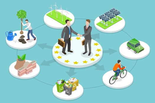 3D Isometric Flat Conceptual Illustration of Green Deal vector