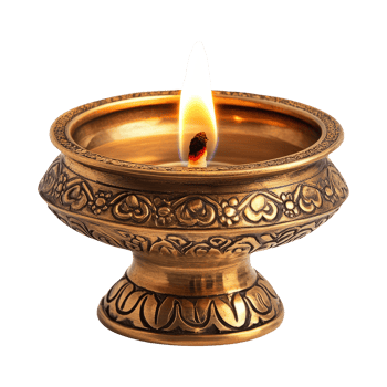 Decorative Oil Lamp with Flame on Transparent Background png