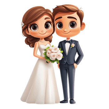 Bride And Groom Cartoon Sweet Joyful png
