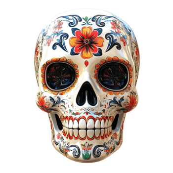 Mexico decorated white skull dais de lost Muertos png
