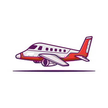 Plane Cartoon Illustration - Isolated on a White Background. vector