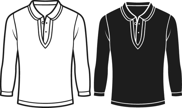 Vintage Black Henley Shirt Drawing vector