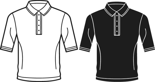 Detailed Henley Shirt Monochrome vector