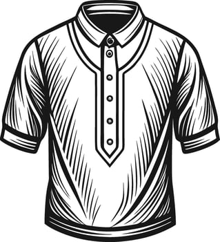 Classic Henley Shirt Artistic Sketch vector