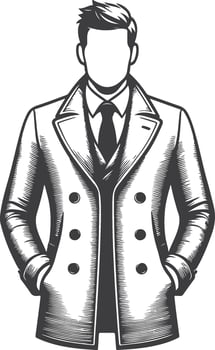 Antique-Inspired Overcoat Silhouette Art vector