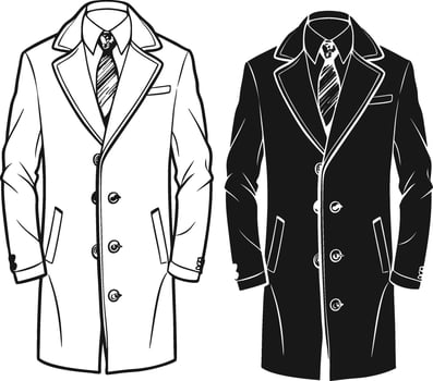 Artistic Heritage Overcoat Black Line Art vector
