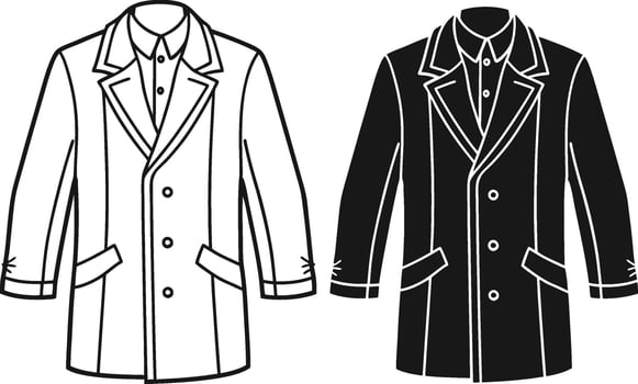 Detailed Vintage Man Overcoat Drawing vector