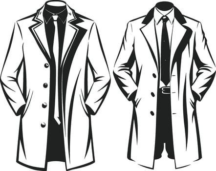 Artful Black Line Overcoat Design Sketch vector