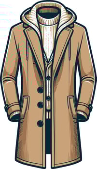 Old-World Overcoat Line Drawing vector