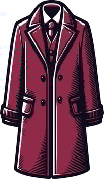 Detailed Overcoat Vintage Style Drawing vector