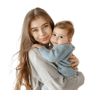 a woman holding a baby on her back png