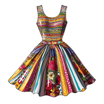Dress with colorful patterns on it png