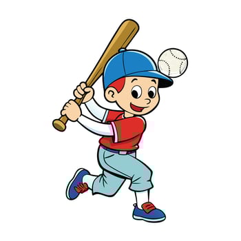 A Boy Playing in the Field vector