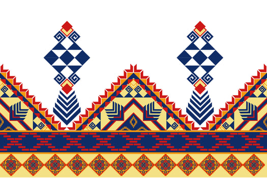 Colorful geometric pattern with intricate designs and vibrant colors. Ideal for textiles or backgrounds vector