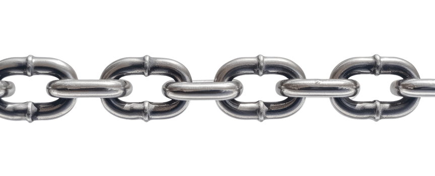 Stainless steel chain isolated on transparent background png