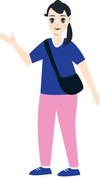 Female Student Illustration with Casual Clothes vector