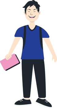 Male Student Character with Blue Clothes vector